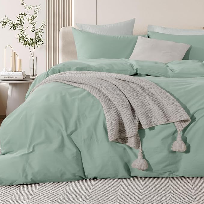NEXHOME PRO Duvet Cover Set Queen Size Linen Look Textured Organic Natural 100% - Image 3