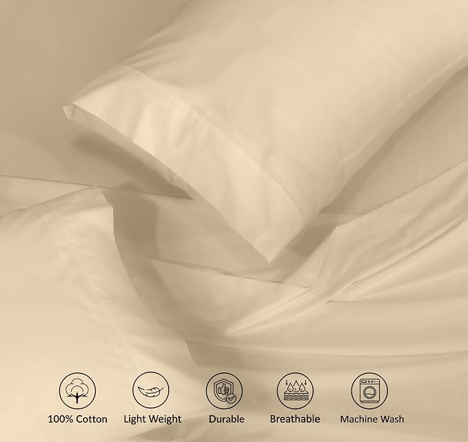 RUVANTI 100% Cotton Sheets – King Size Percale Bedding, Cooling & Breathable - Image 4