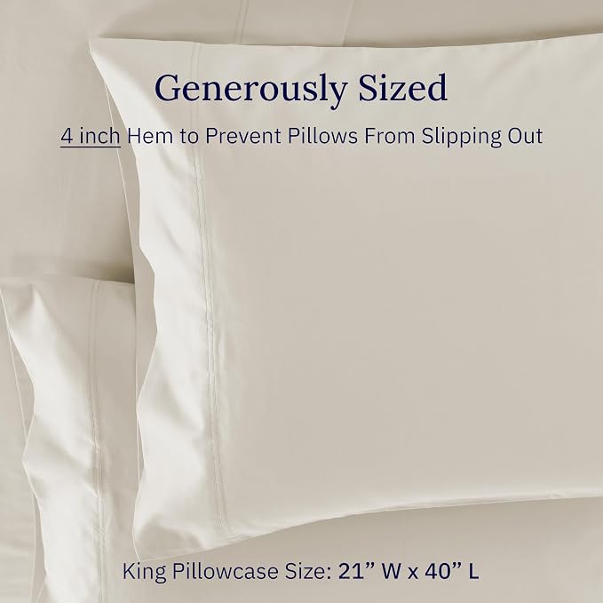 Luxuriously Soft Premium 600 Thread Count, 100% Cotton Set of 2 Cases, Crisp - Image 6