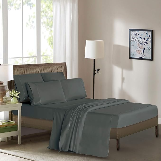 Mueller Luxury 6 PC Full Size Bed Sheets, Super Soft 1800, Deep Pocket up to - Image 3