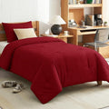 CozyLux Twin Comforter Set Dark Red, 2 Pieces Twin Extra Long Solid Breathable by CozyLux