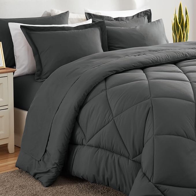 CozyLux Full Size Comforter Sets Dark Grey - Image 8