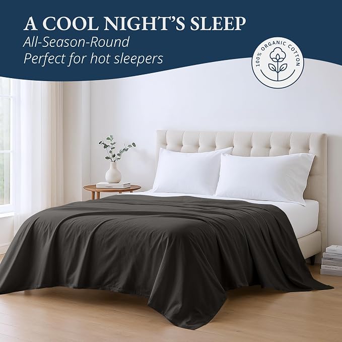 Lane Linen 100% Organic Cotton Full Size Flat Sheet Only - Image 4