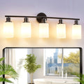 DLLT 5-Light Bathroom Light Fixtures: Black Modern Vanity Lights by DINGLILIGHTING