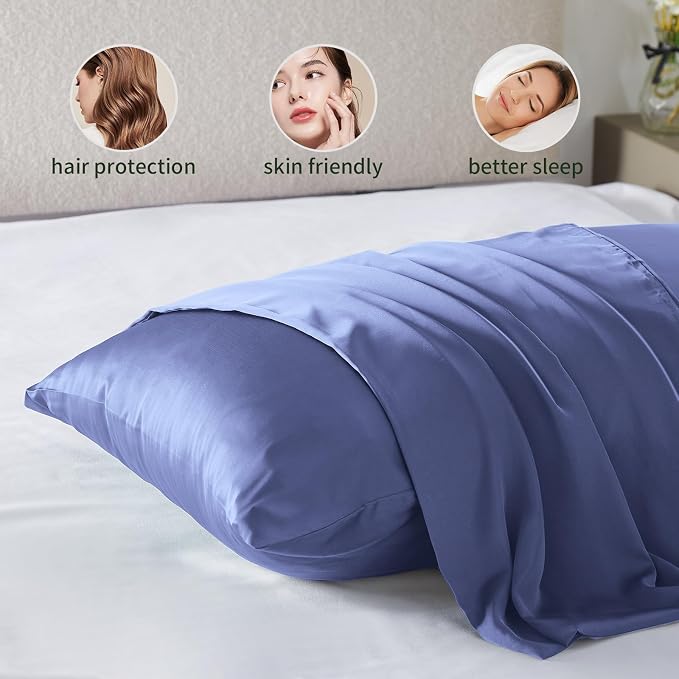 Silk Pillow Cases 2 Pack Mulberry Silk Pillowcases Soft Breathable Both Sided - Image 5