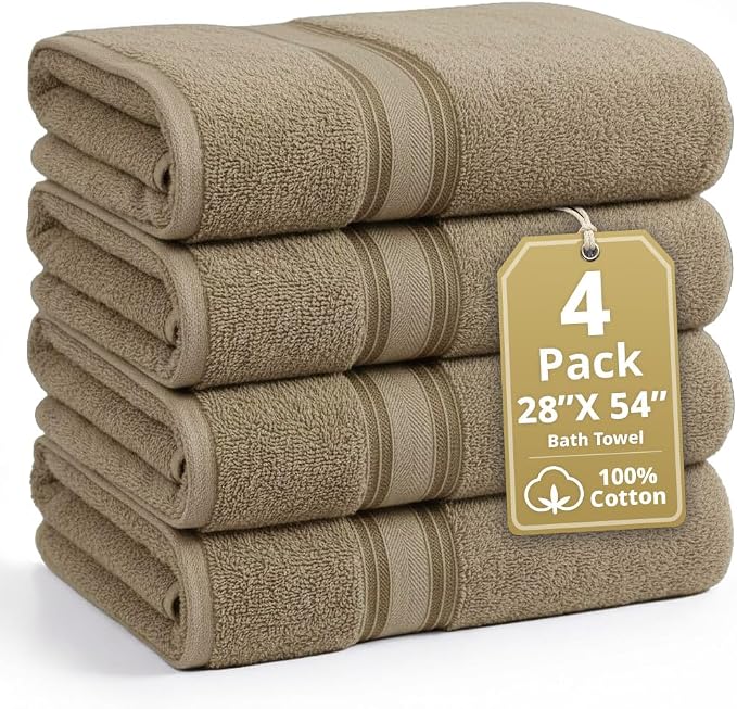 LANE LINEN 100% Cotton Bath Towels Set of 4 by LaneLinen