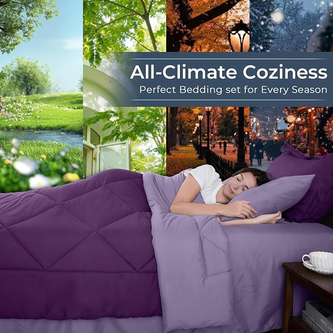 HEVUMYI Purple & Light Purple Queen Comforter Set - Image 3