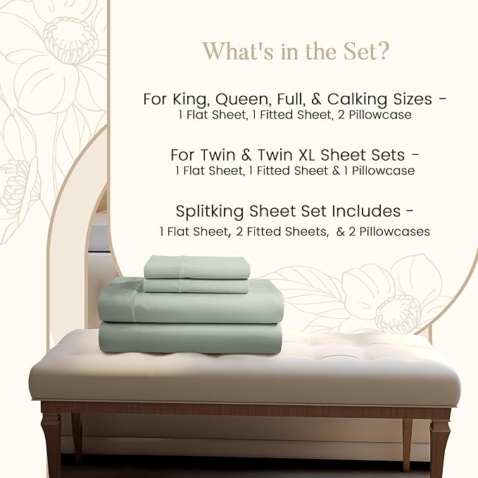 Deep Pocket Queen Sheets Set, Egyptian Cotton Sheets Queen Size Bed Set - Image 2