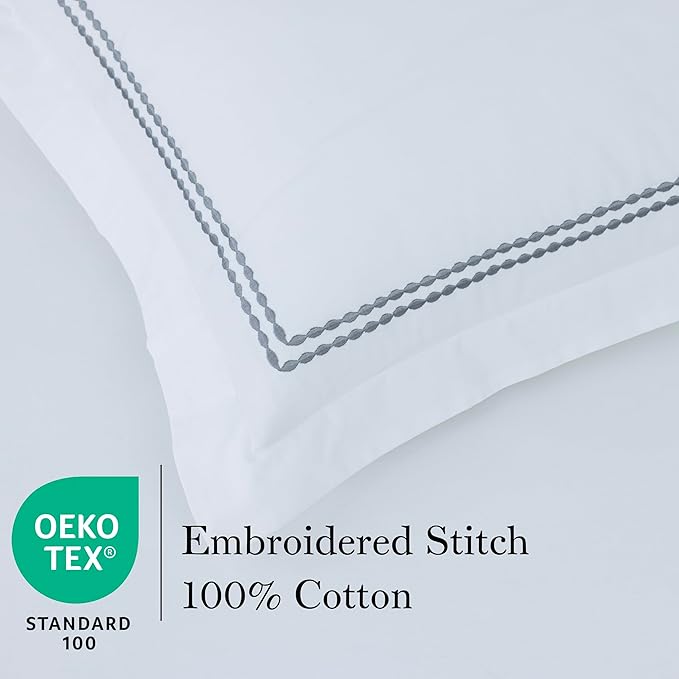 Dreamology White Duvet Cover Luxury Hotel Quality Bedding Set 100% Cotton - Image 2