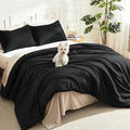 Litanika Oversized King Comforters Black Super King Size, 3 Pieces Lightweight by Litanika