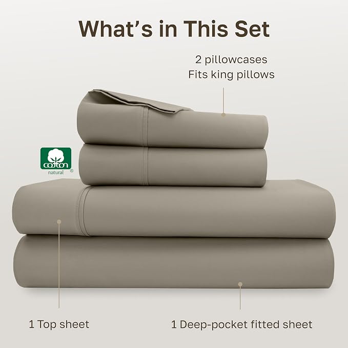 California Design Den Soft 100% Cotton Bed Sheets Cal King Size Set, 400 TC - Image 4