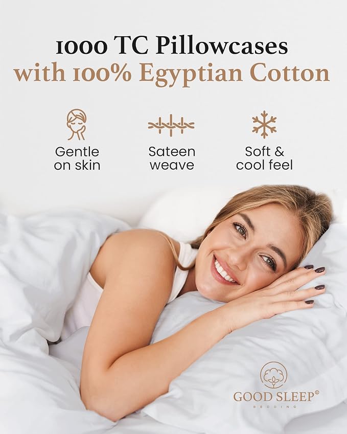 1000 TC Light Gray Standard Pillowcases Set of 2 100% Egyptian Cotton Pillow - Image 4