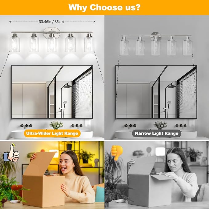 Unicozin Bathroom Light Fixtures, 5 Light Vanity Lights - Image 5