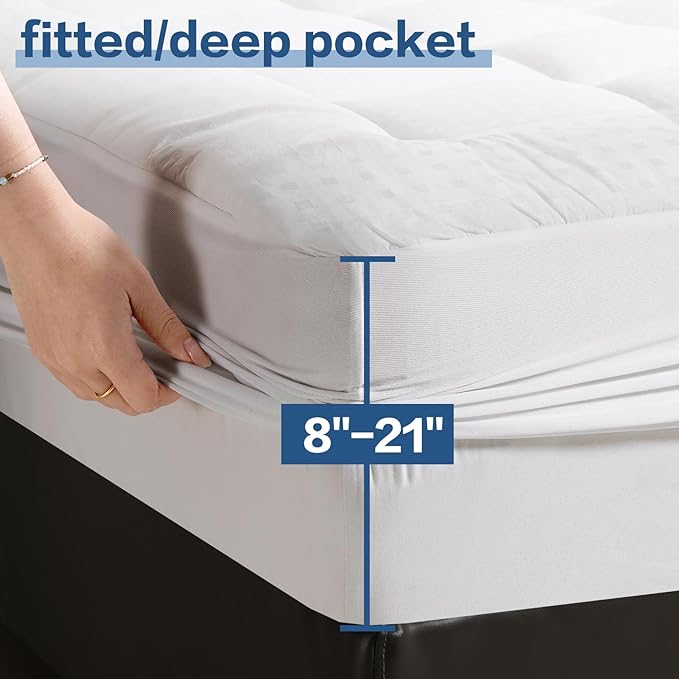 LEISURE TOWN Cotton Mattress Pad Twin Size Fitted Quilted Mattress Cover Pillow - Image 4