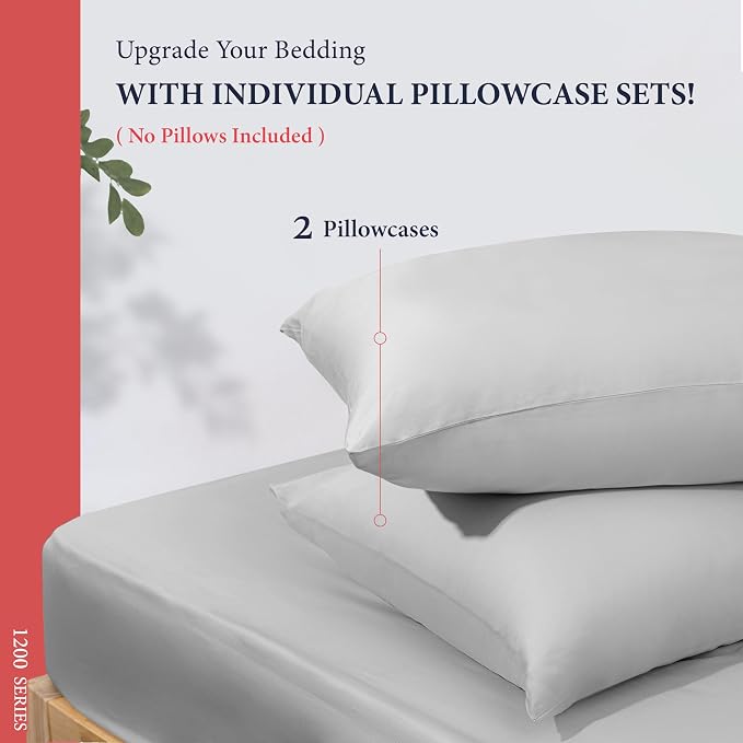 100% Egyptian Cotton Pillow Cases King Size Set of 2 - Image 3