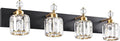 PRESDE 4-Light Crystal Bathroom Vanity Light, Modern Black and Gold Bathroom by HOME
