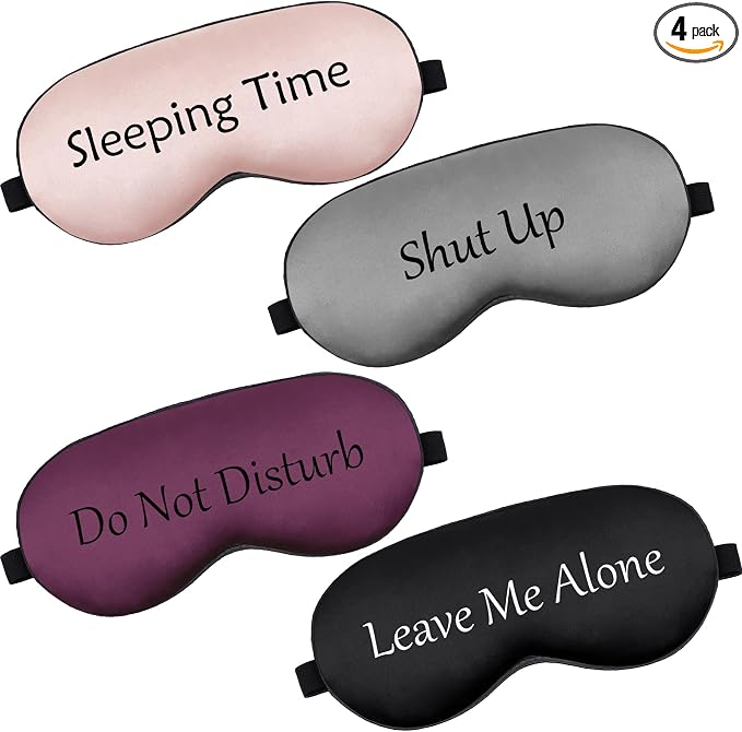 Geyoga 4 Pieces Funny Eye Mask for Sleep Soft Satin Eye Mask Blackout Blindfold by Geyoga