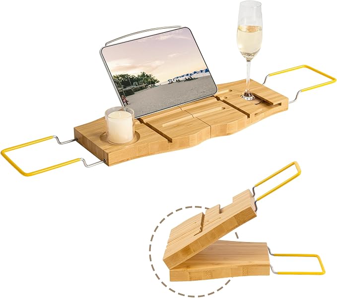 Bamboo Bathtub Tray Expandable Bathroom Tray by Dreamland