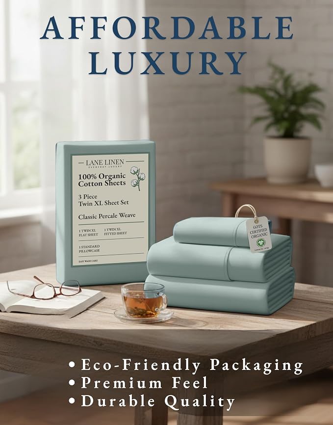 LANE LINEN 100% Organic Cotton Bed Sheets Extra Long Twin, Soft & Comfy Fully - Image 8