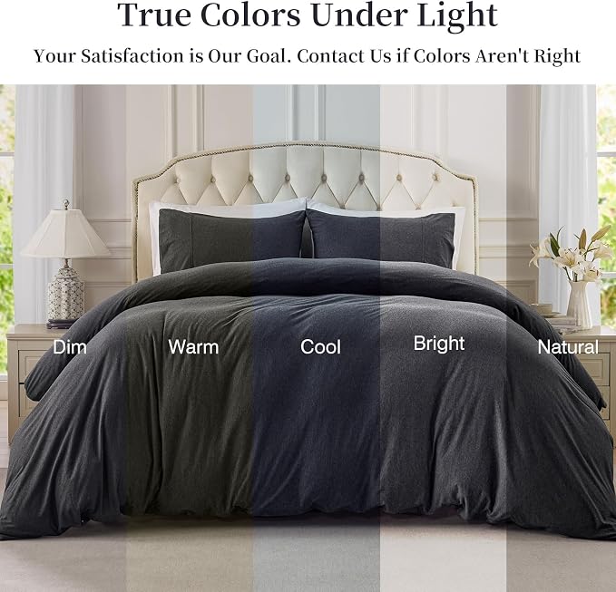 PURE ERA Jersey Knit Duvet Cover Set 100% T-Shirt Cotton Super Soft Comfy 2pc - Image 6