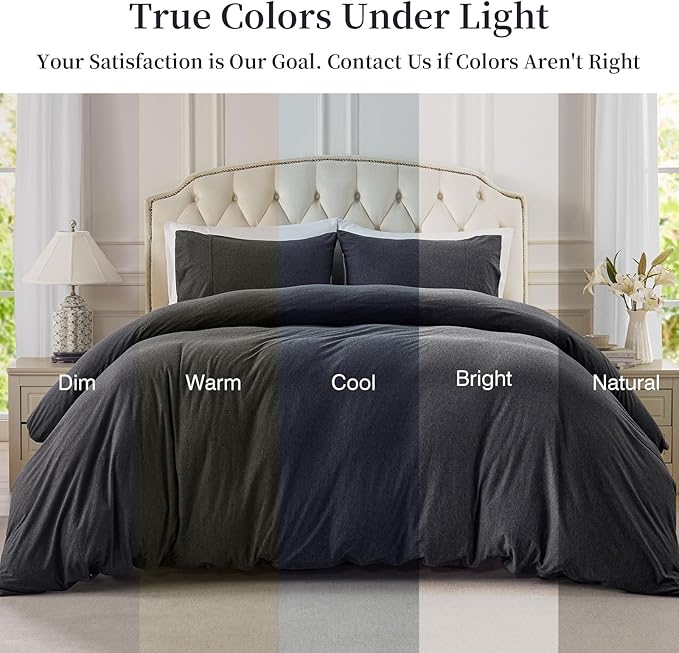 PURE ERA Jersey Knit Duvet Cover Set 100% T-Shirt Cotton Super Soft Comfy 3pc - Image 6