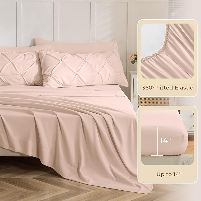 Sasttie California King Comforter Set, 7-Piece Bed in a Bag, Pintuck Bedding - Image 5