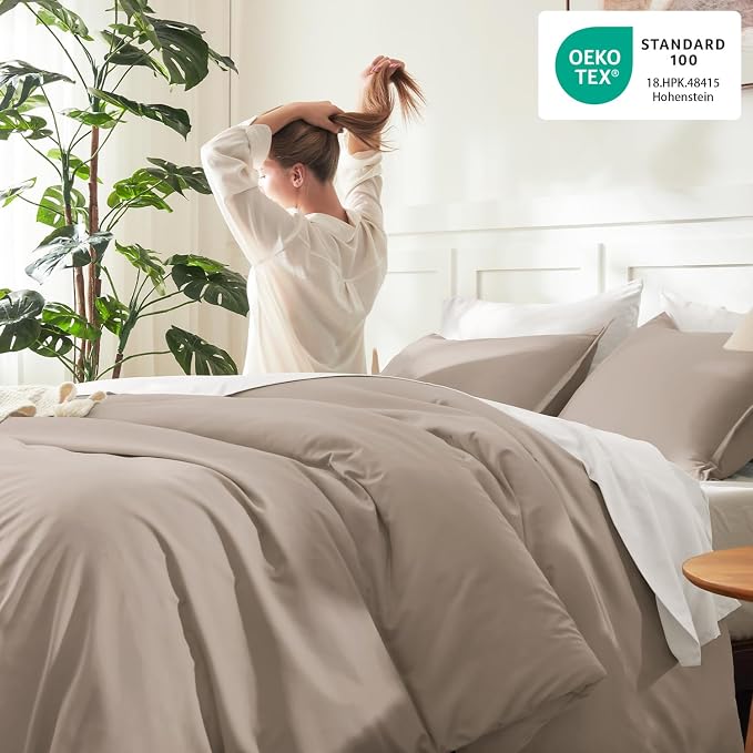 Litanika Light Coffee Comforters Oversized Queen Size, 3 Pieces Lightweight - Image 4