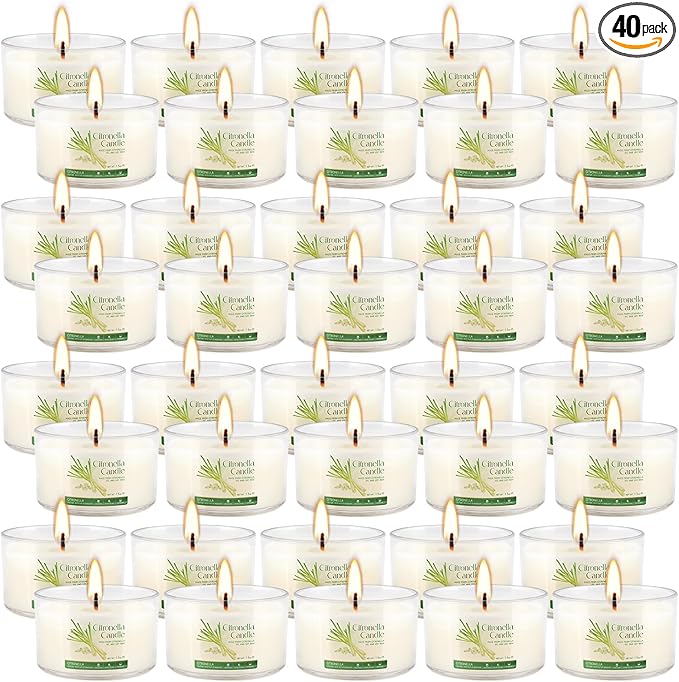 40-Pack Citronella Scented Tealight Candles -Outdoor Candles Natural Soy Wax by CAKETYCG