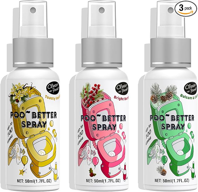 Clean-n-Fresh Holiday Toilet Spray, 3 Pack Gift Set- Balsam & Cedar/Toasty by Clean-n-Fresh