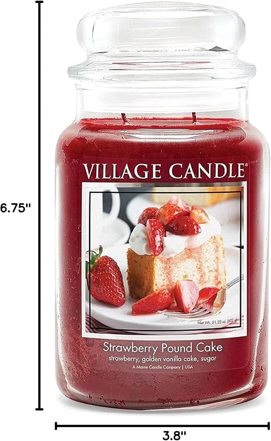 Village Candle Strawberry Pound Cake, Large Glass Apothecary Jar Scented Candle - Image 4