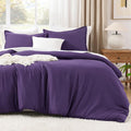 Litanika Dark Violet Purple Comforter Set King Size, 3 Pieces Lightweight Solid by Litanika