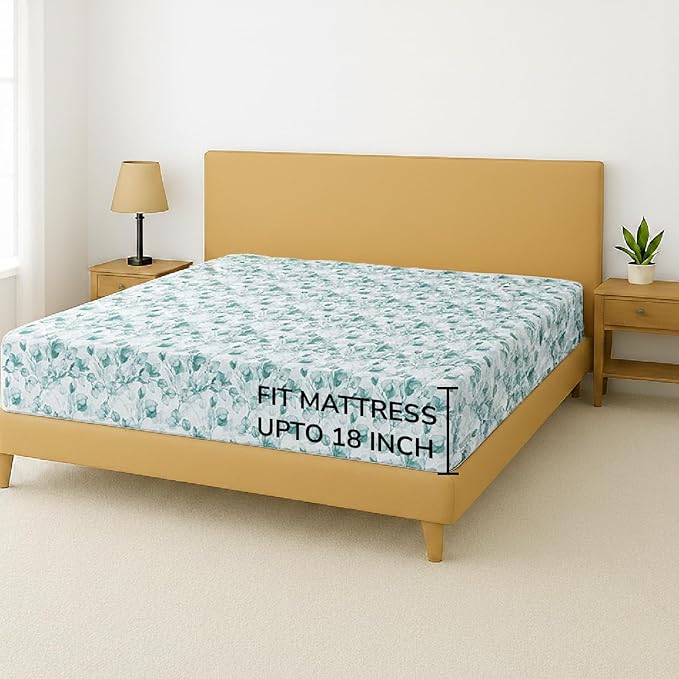 Feather & Stitch 1 Piece Fitted Sheet King Size, 100% Cotton Damask Sateen - Image 5