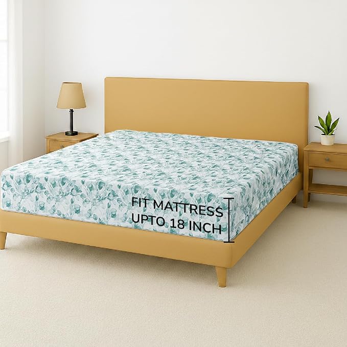 Feather & Stitch 1 Piece Fitted Sheet Queen Size, 100% Cotton Damask Sateen - Image 5