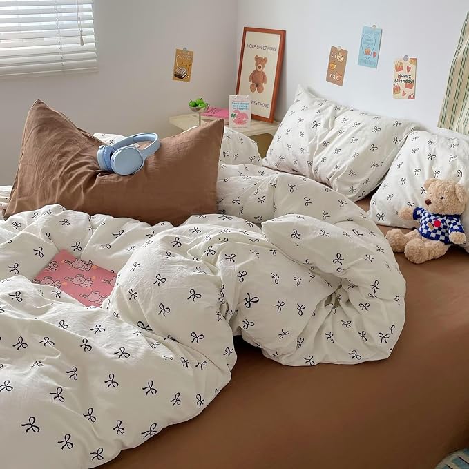 mixinni Vintage Bowknot Pattern Duvet Cover Set - Image 4