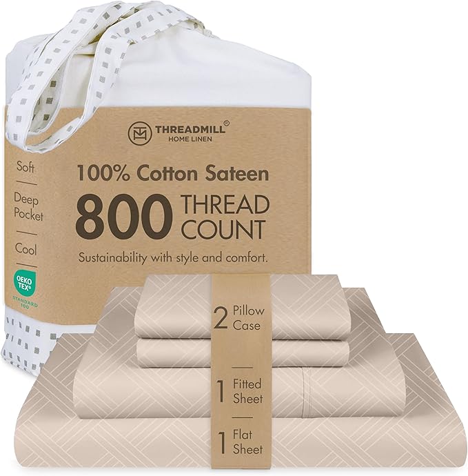 Threadmill King Size Sheets for King Mattress | 800 Thread Count Jacquard by ThreadmillHomeLinen
