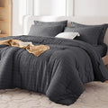 MUXHOMO 7 Pieces King Comforter Set, Seersucker Bed in a Bag King Size by MUXHOMO