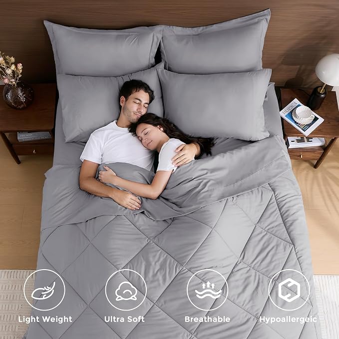 HEVUMYI Light Grey Twin Comforter Set - Image 2