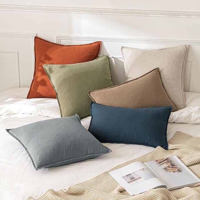 MIULEE Decorative Linen Pillow Covers 16x16 Inch Light Olive Green ​Boho - Image 5
