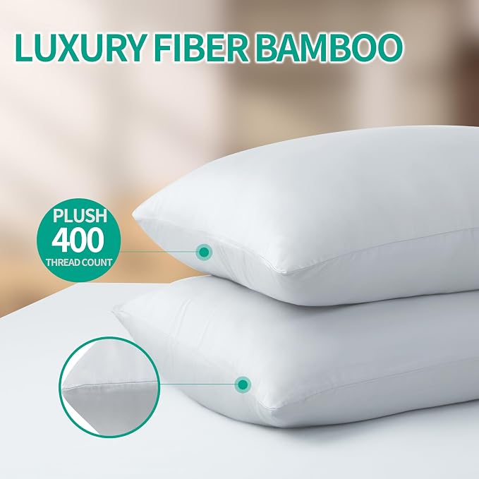 Bamboo Viscose Zippered Pillow Cases King Size Set of 2, 400 Thread Count - Image 7