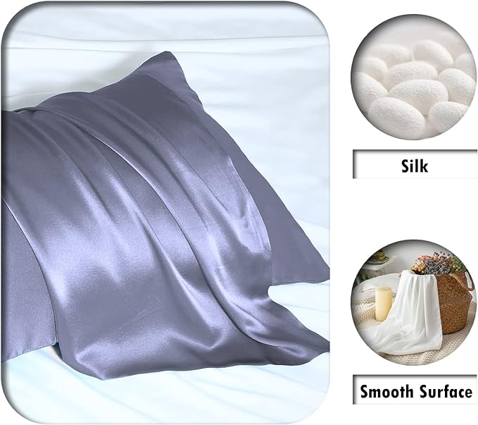 Silk Pillow Cases 2 Pack, Soft Breathable and Sliky Standard Size Pillow Cases - Image 2