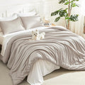 Litanika Linen Grey Comforter Set Queen Size, 3 Pieces Lightweight Solid by Litanika