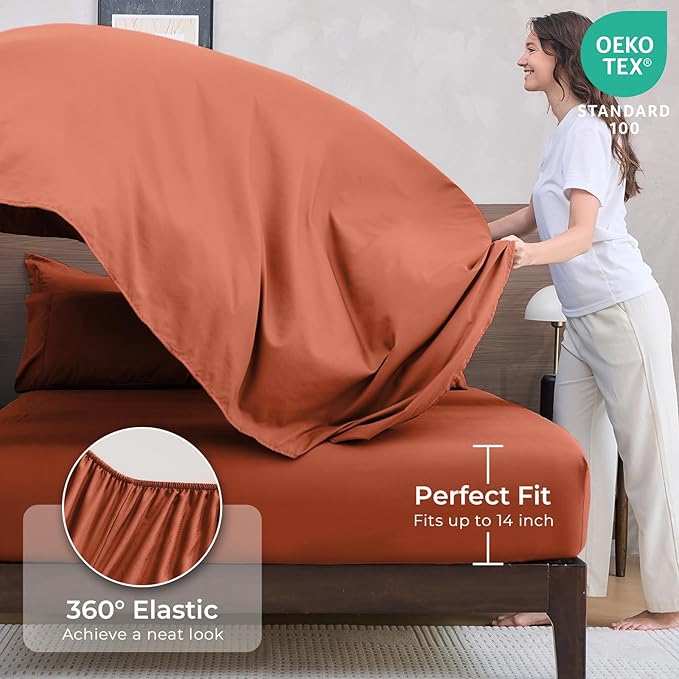HEVUMYI Burnt Orange Queen Comforter Set - Image 5