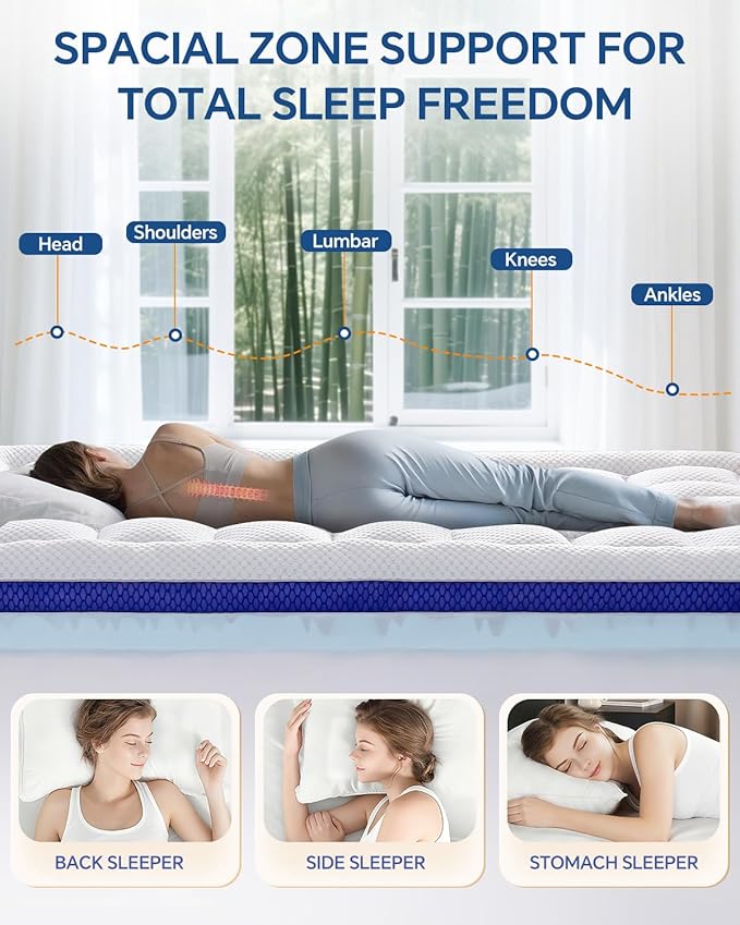 BEDELITE King Mattress Topper Dual Layer 4 Inch Memory Foam Mattress Topper - Image 4