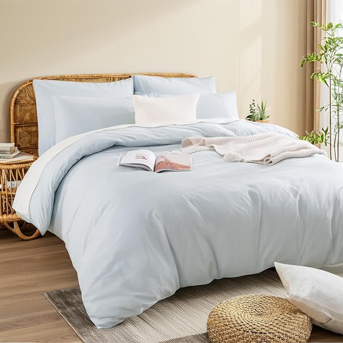 NEXHOME PRO Duvet Cover Set 100% Washed Cotton Full Size Linen Feel Textured - Image 4