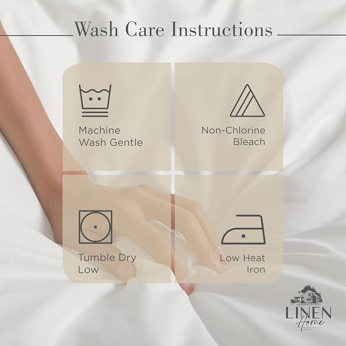 Linen Home 100% Cotton Percale Sheets King Size, Light Taupe, Deep Pocket - Image 5
