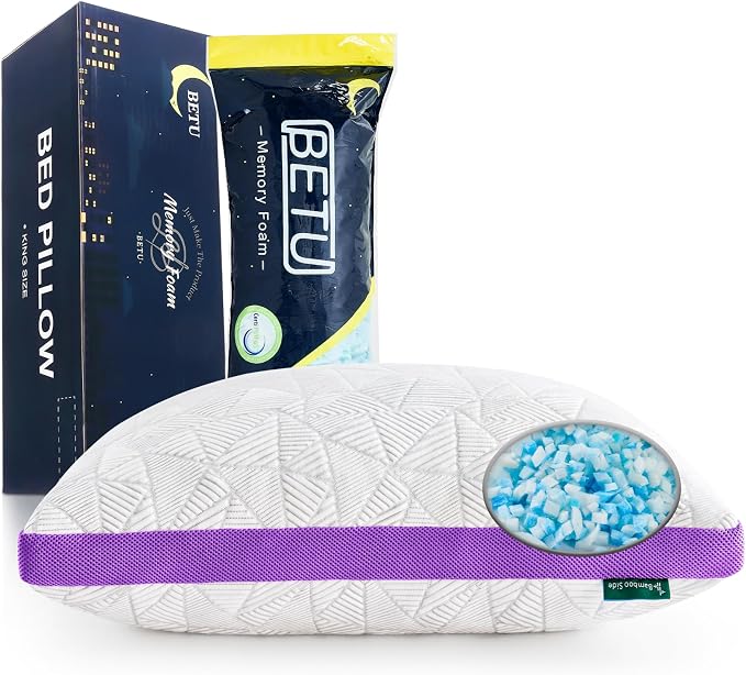 BETU Cooling Pillow Queen Size, Shredded Memory Foam Cool Pillow - Image 8
