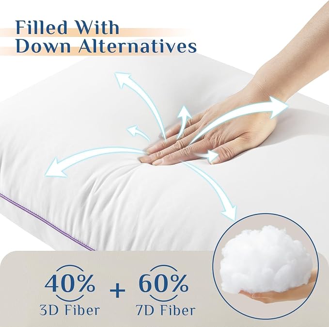 JOLLYVOGUE Pillows King Size Set of 4, Washable Supportive Bed Pillows - Image 3