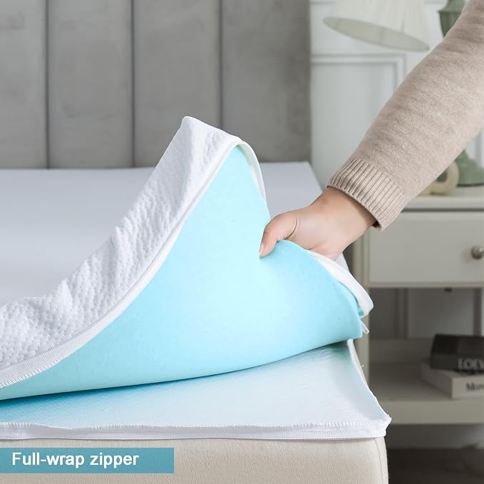 SHOUREN Mattress Topper Cover Only Full, 2-3 Inch Zippered Mattress Topper - Image 3