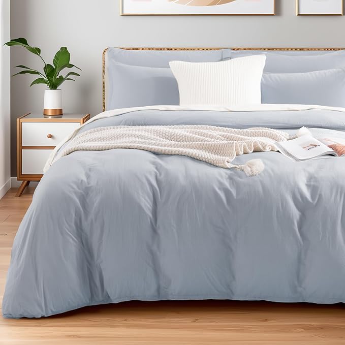 NEXHOME PRO Full Duvet Cover Set, 100% Washed Cotton by NEXHOMEPRO