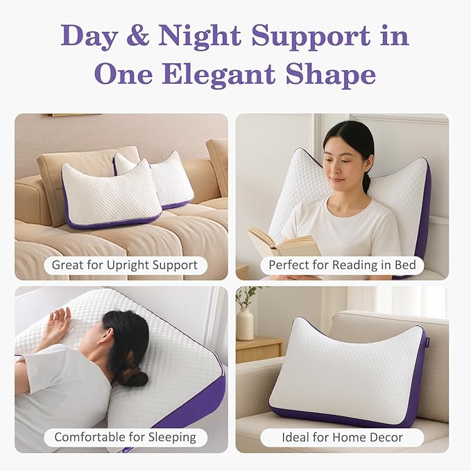 HOMELAB Adjustable Shredded Memory Foam Curve Pillow Queen Size 29"x19" - Image 4